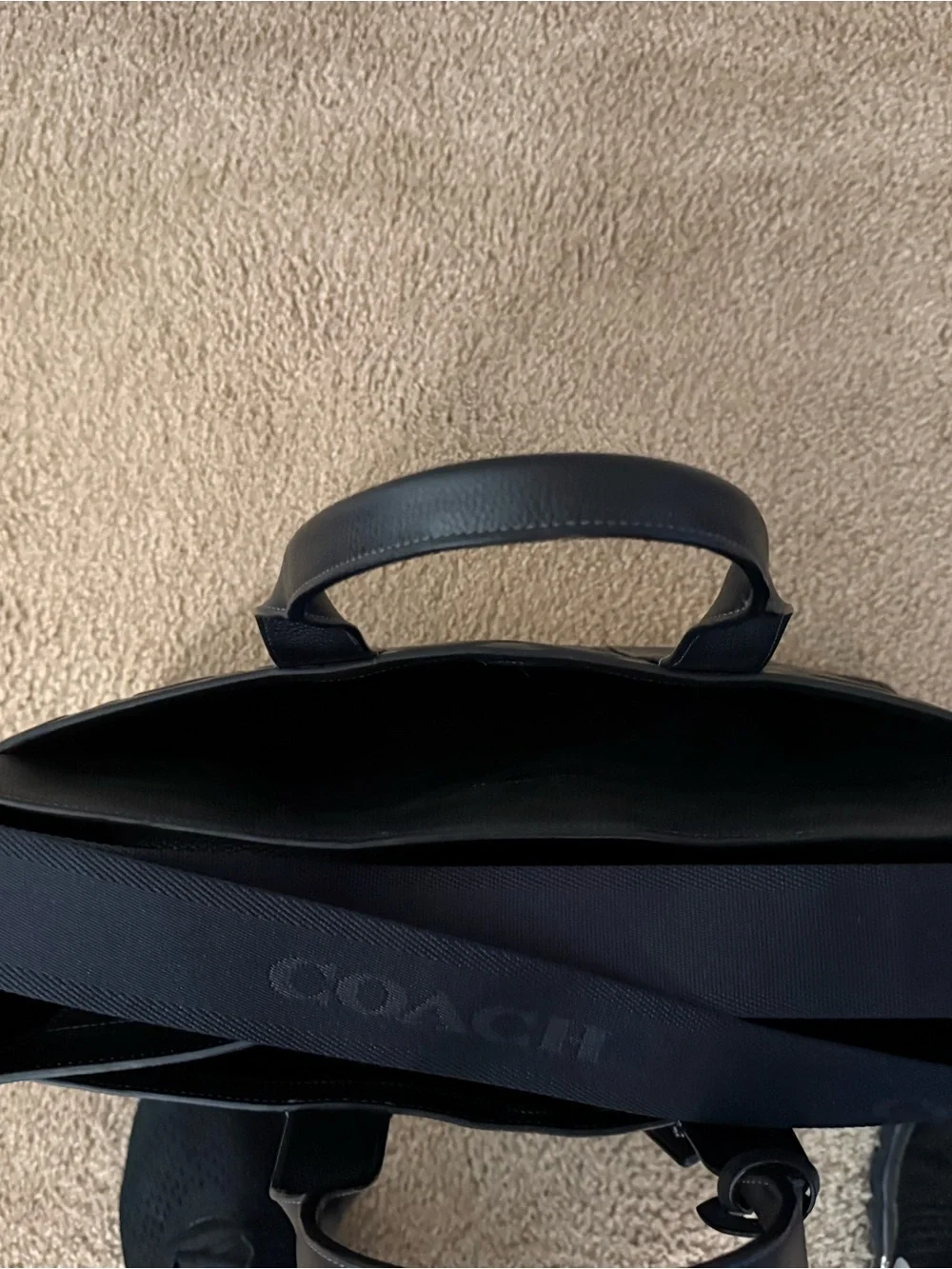 Coach Black Embossed Signature Leather Tote